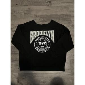 Black Brooklyn NYC Collar Cut Sweatshirt